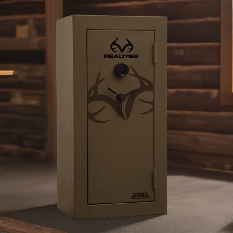 Realtree smart safe in hunting lodge