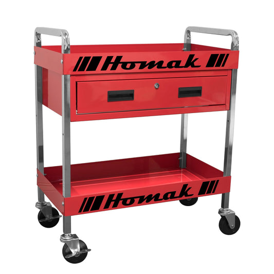 Homak 30 in. 1 - Drawer Service Cart - Black Red - Securability