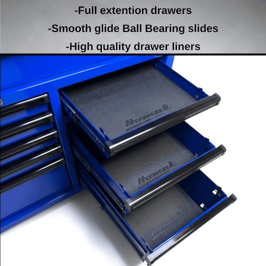 Homak 72” RS Pro Roller Cabinet - Durable Steel Three Bay Tool Storage - Roller Cabinet Blue