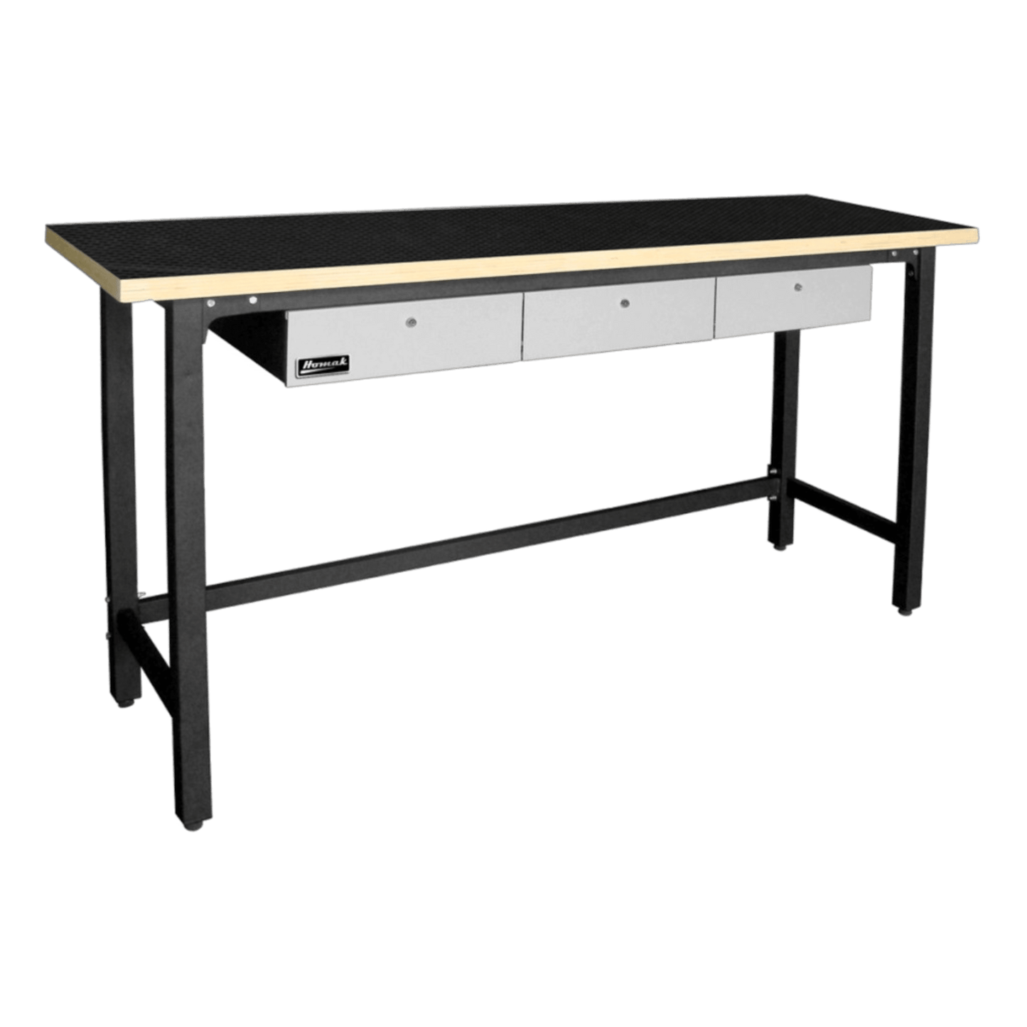 Homak 79" Steel Workbench with Wood Top – Heavy Duty Garage Work Table with 3 Locking Drawers - Garage Equipment