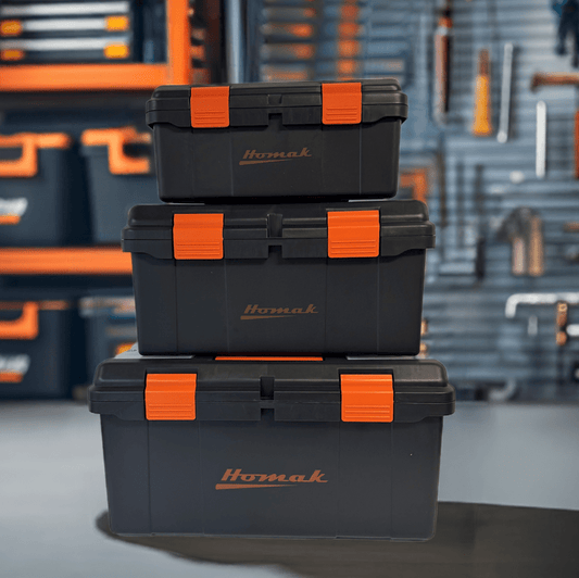 Plastic Hand carry Toolbox black with removable organizers - Securability