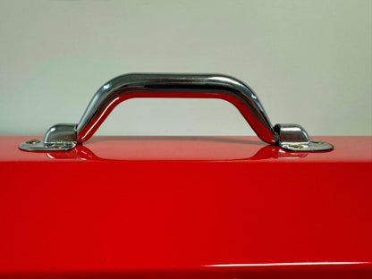 16inch Portable Metal Toolbox Red Hand carry tote - Securability