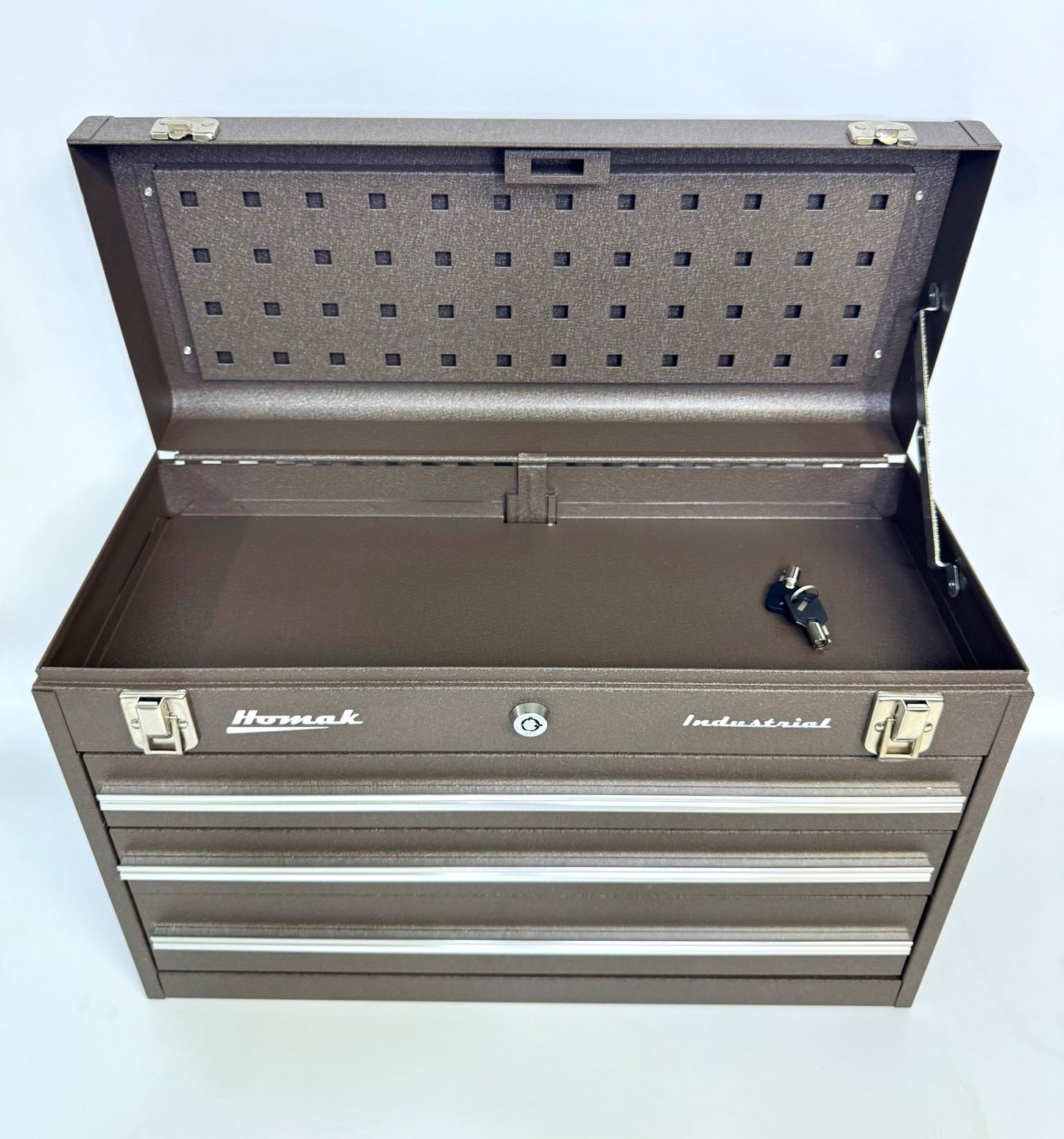 20″ Homak Industrial toolbox Three - Drawer Friction slide brown wrinkle  Toolbox tool chest- Securability