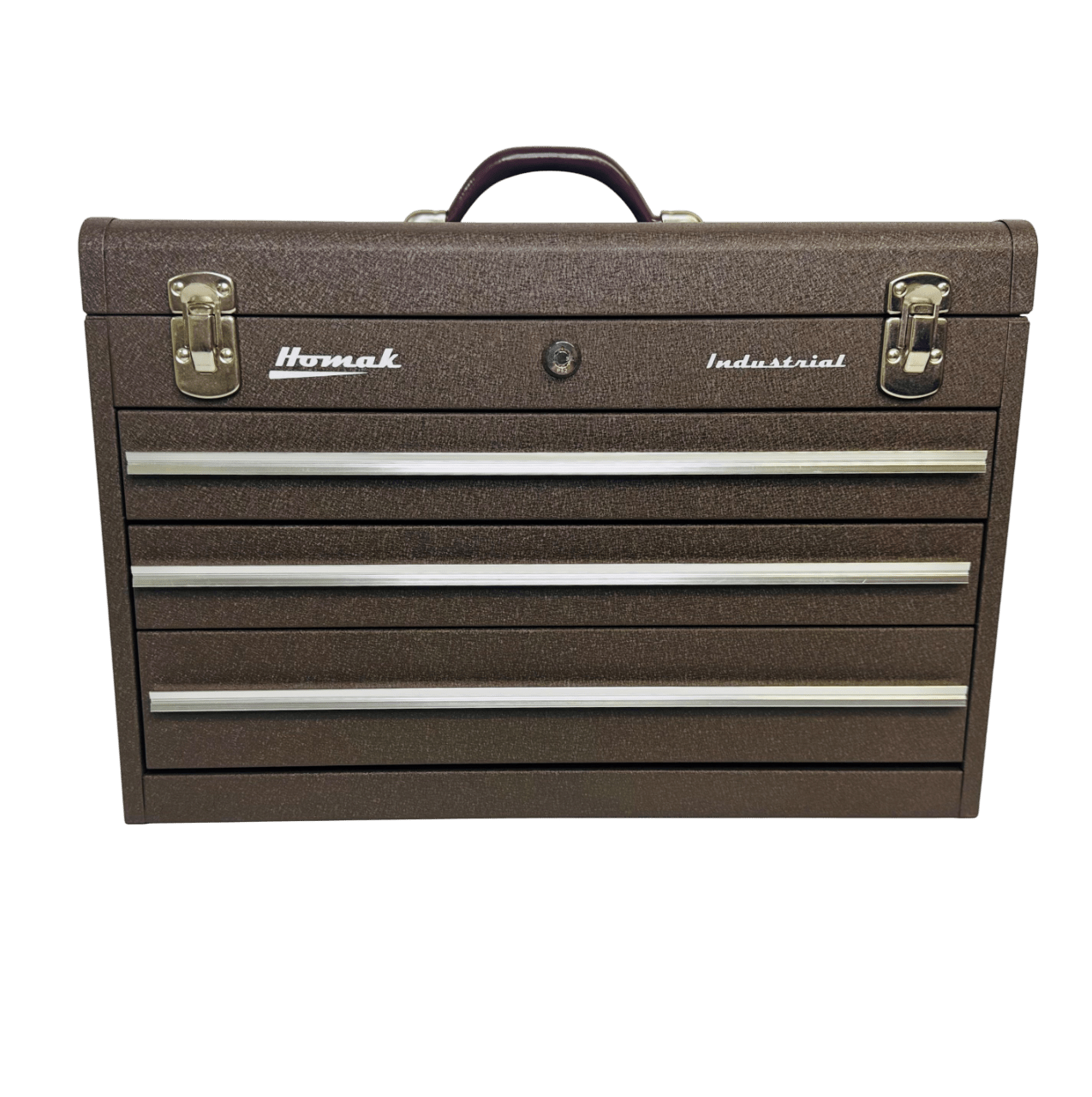 20″ Homak Industrial  1toolboxThree - Drawer Friction brown wrinkle Toolbox - Securability