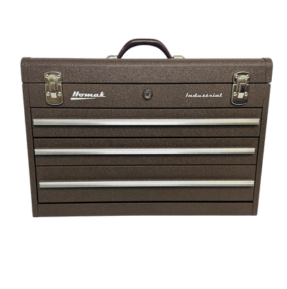 20″ Homak Industrial  1toolboxThree - Drawer Friction brown wrinkle Toolbox - Securability
