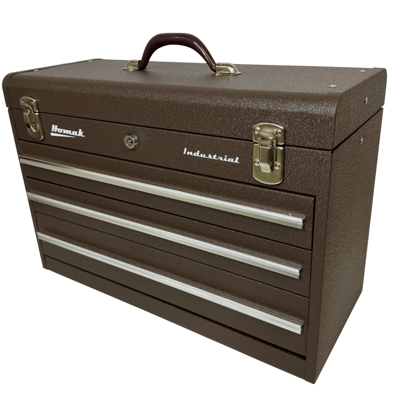 20″ Homak Industrial toolbox Three - Drawer Friction Brown wrinkle commercial grade Toolbox - Securability