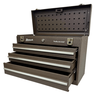 20″ Homak Industrial Toolbox Three - Drawer Friction slide brown wrinkle Toolbox - Securability
