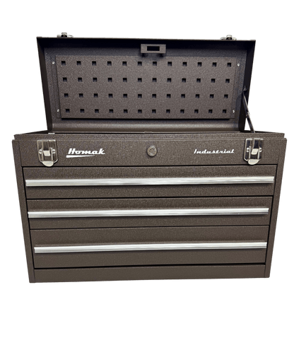 20″ Homak Industrial toolbox Three - Drawer Friction slide brown wrinkle Toolbox - Securability