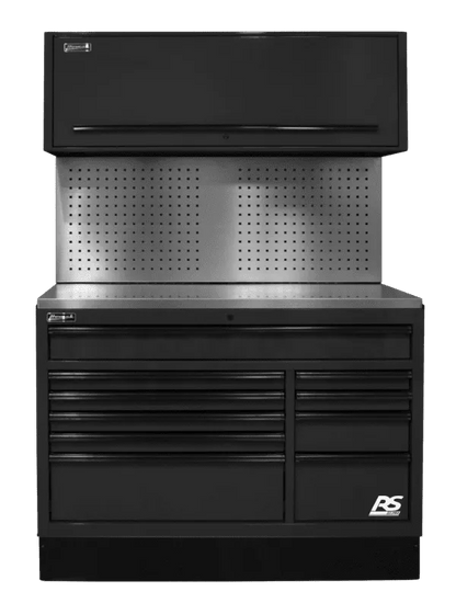 Homak CTS stationary toolbox featuring heavy-duty steel construction, multiple smooth-glide drawers, secure locking system, and durable work surface for professional garage, workshop, and industrial tool storage organization.