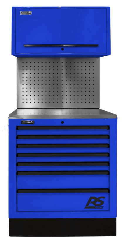 blue toolbox with black drawer pulls homak rs pro 36" Centralized Tool Storage Cabinet - Securability