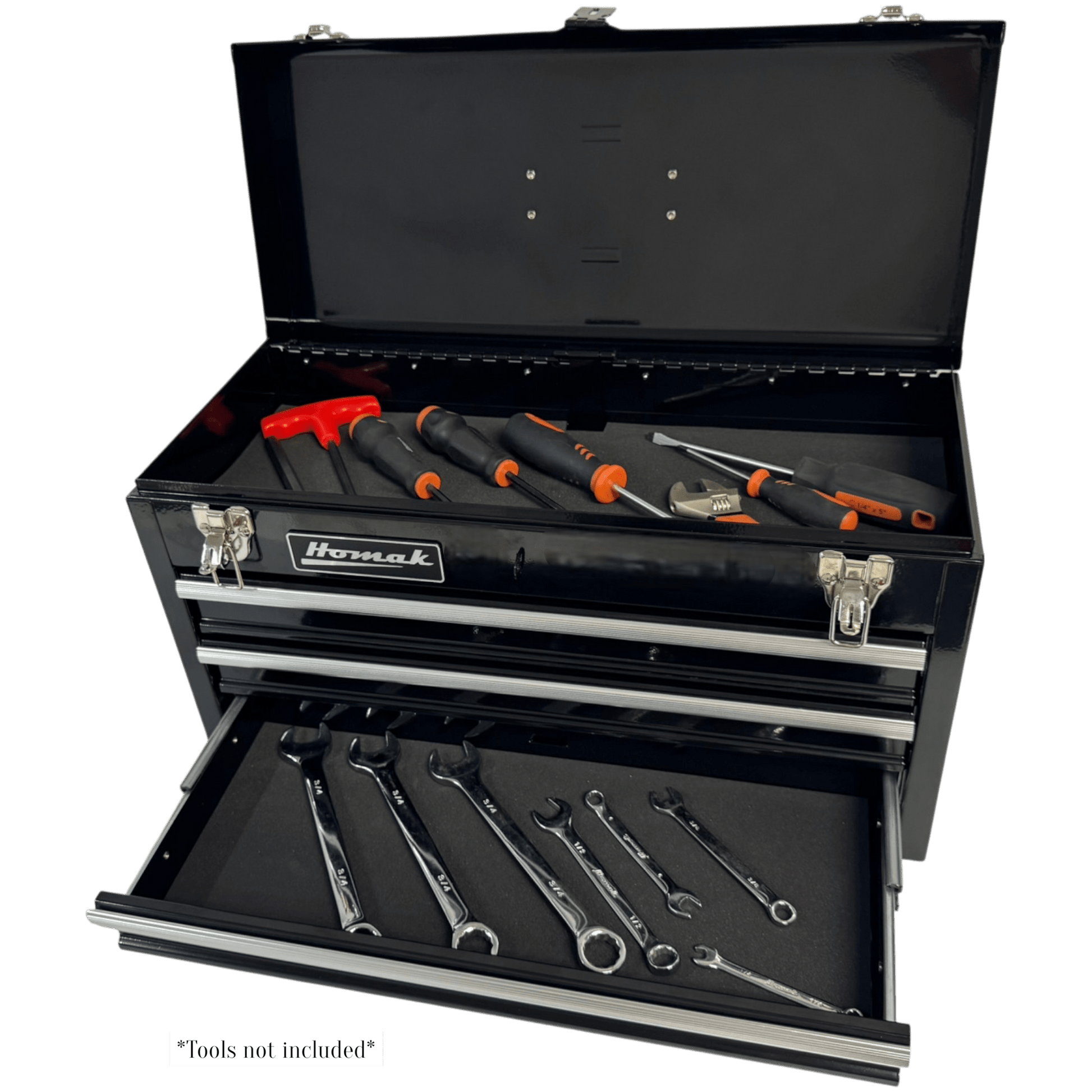 Homak 20″ Three Drawer Portable Ball Bearing Toolbox - Securability