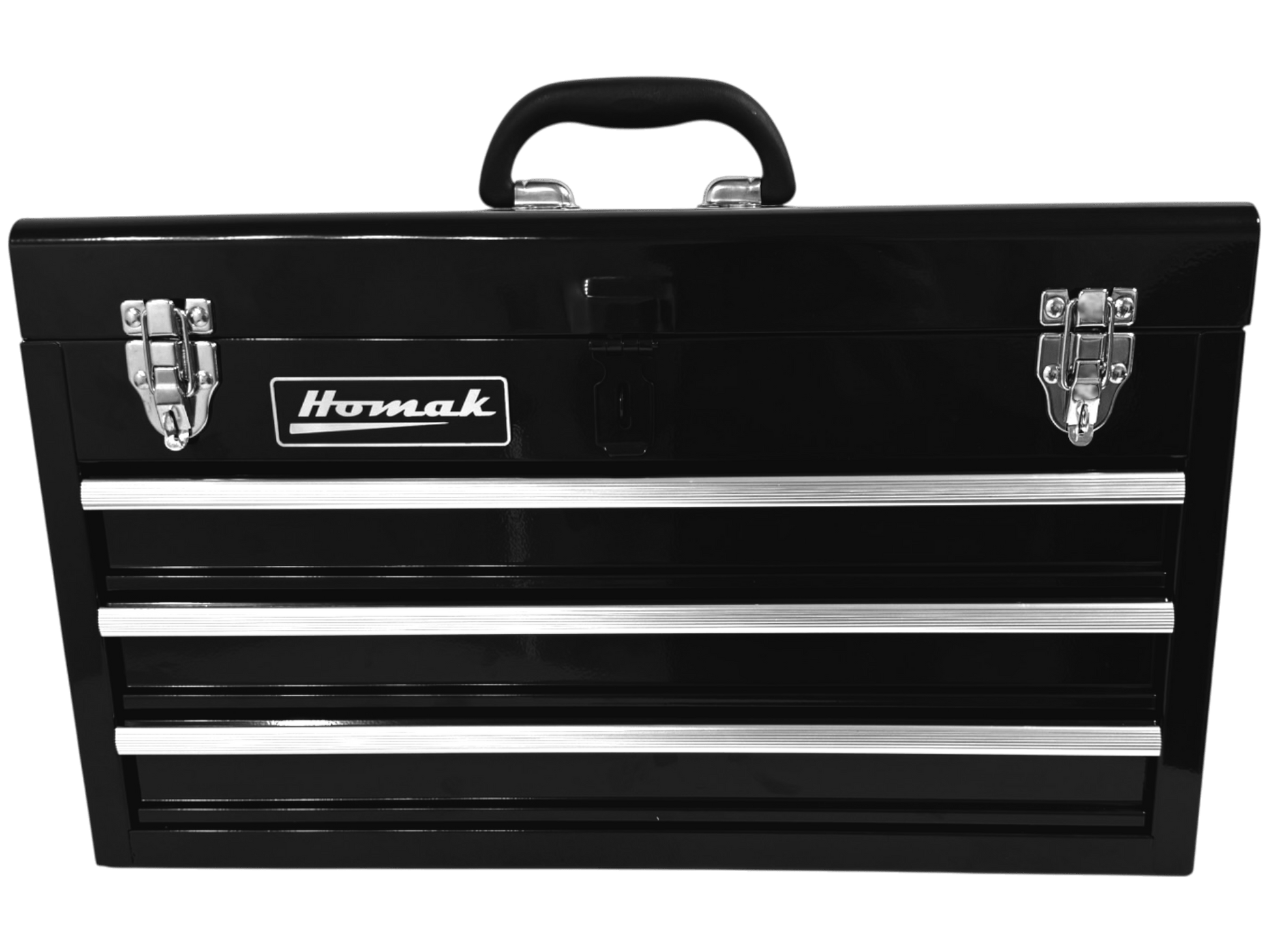 Homak 20″ black Three Drawer Portable Ball Bearing Toolbox - Securability