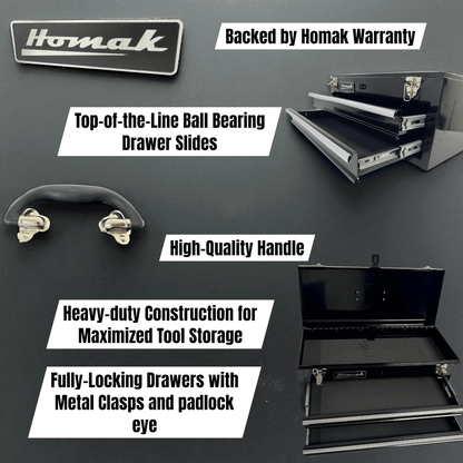 Homak 20″ Two Drawer Ball Bearing Toolbox - Securability