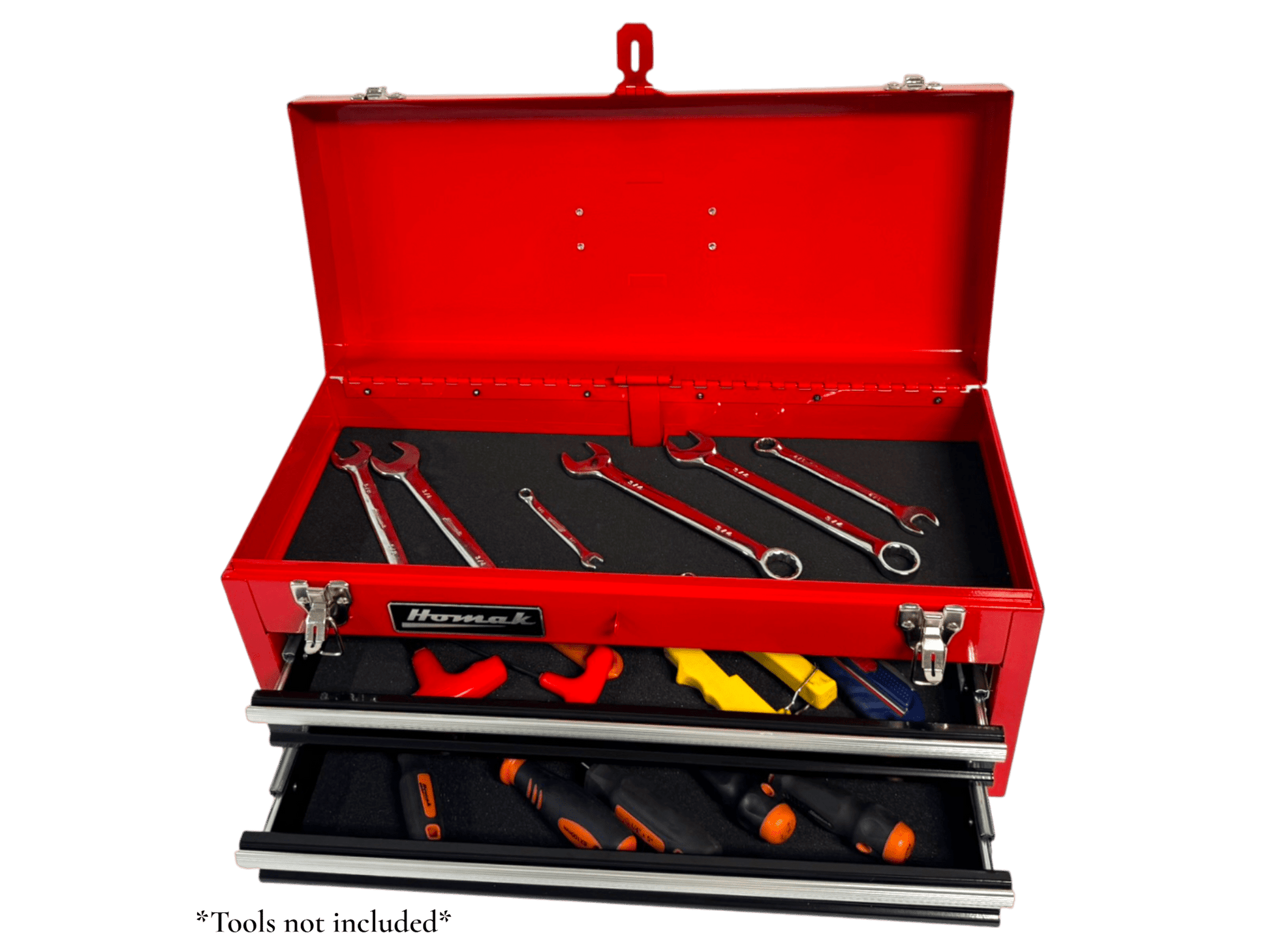 Homak 20″ Two Drawer Ball Bearing Toolbox - Securability