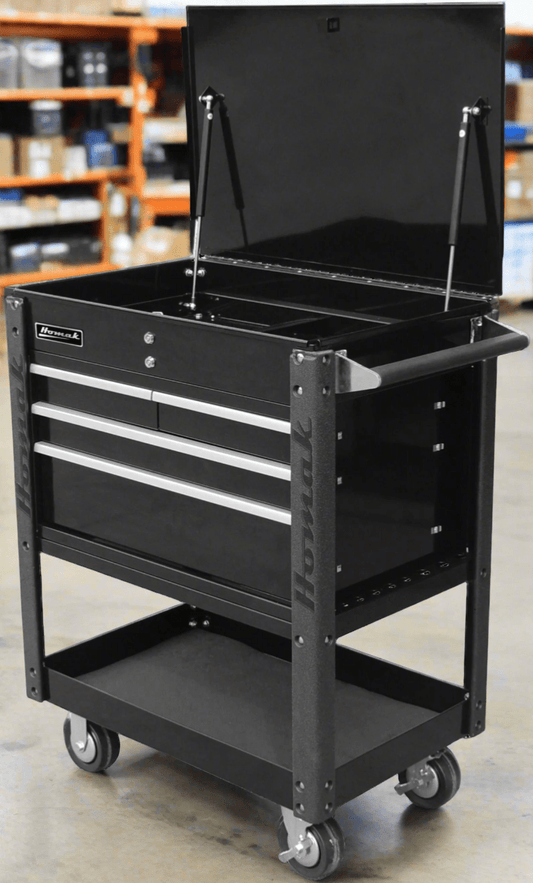 Homak 35" Flip - Top Service Cart Pro Series Four Drawer - Service Cart Black