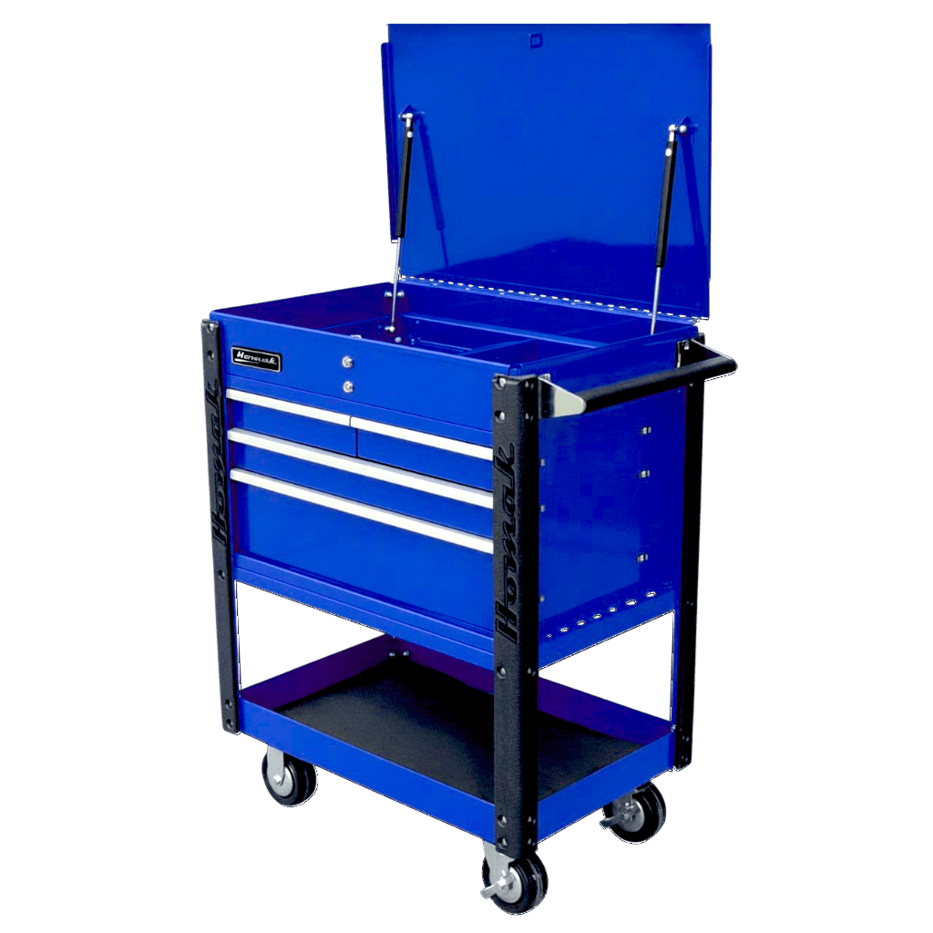 Homak 35" Flip - Top Service Cart Pro Series Four Drawer - Service Cart Blue