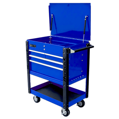 Homak 35" Flip - Top Service Cart Pro Series Four Drawer - Service Cart Blue