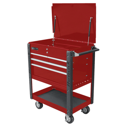 Homak 35" Flip - Top Service Cart Pro Series Four Drawer - Service Cart red