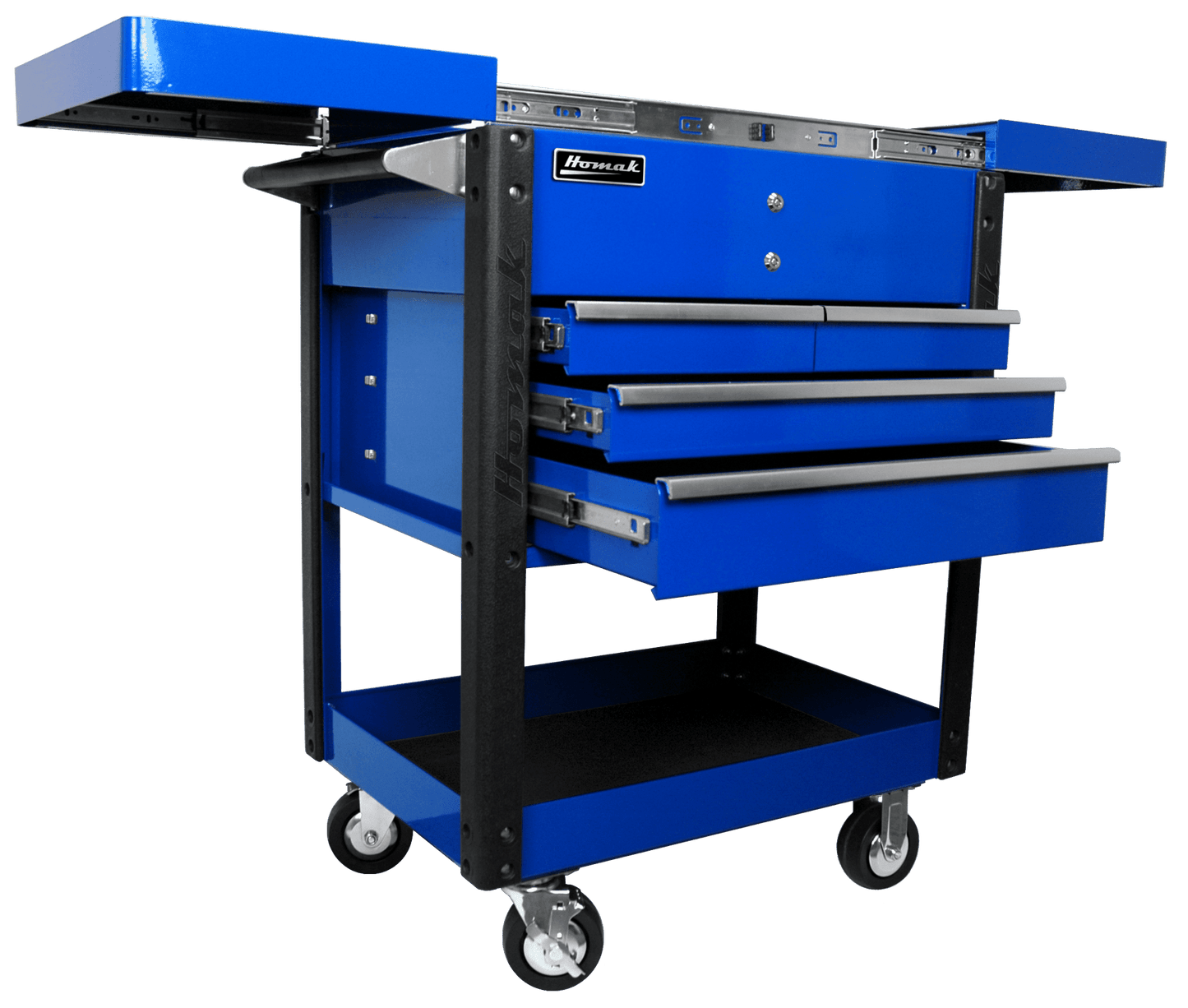 Homak 35" Slide - Top Service Cart Pro Series Four Drawer - Service Cart Blue