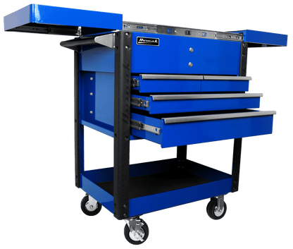 Homak 35" Slide - Top Service Cart Pro Series Four Drawer - Service Cart Blue