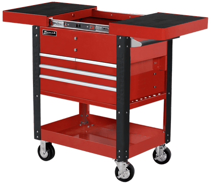 Homak 35" Slide - Top Service Cart Pro Series Four Drawer - Service Cart red