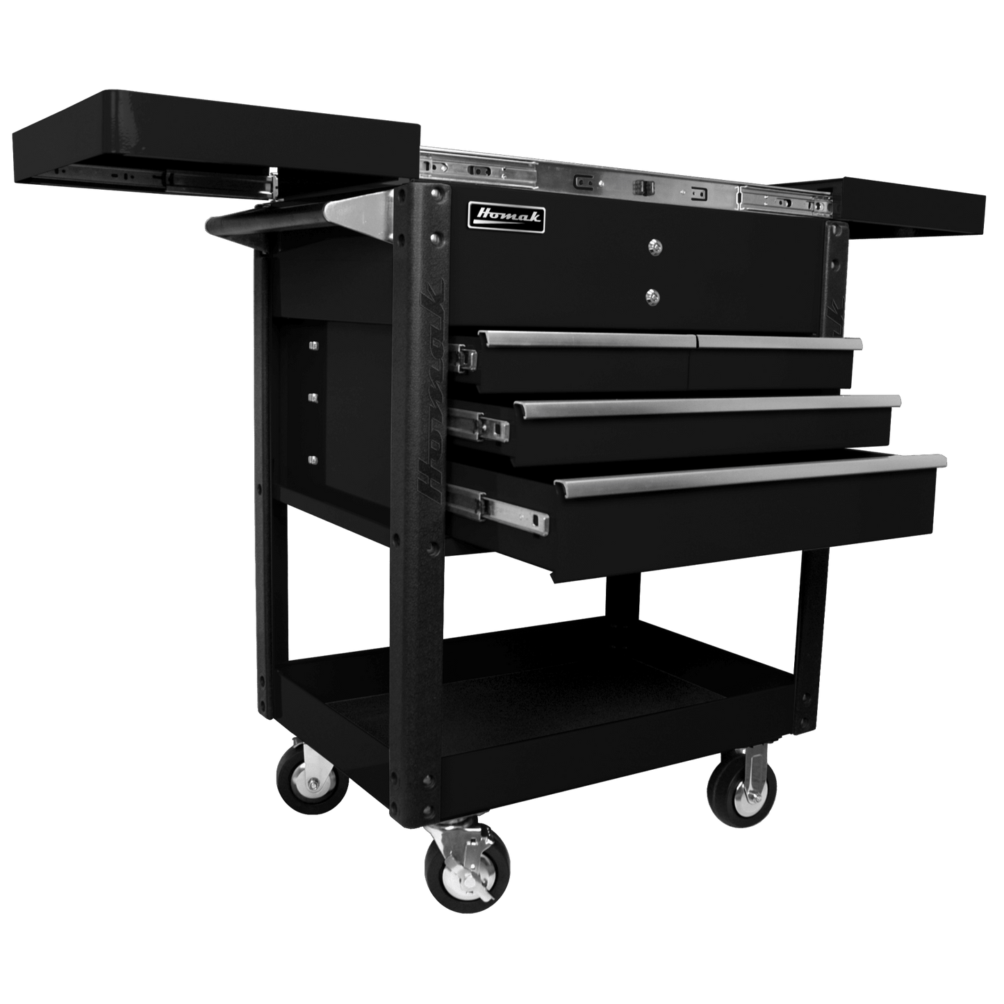 Homak 35" Slide - Top Service Cart Pro Series Four Drawer - Service Cart Black