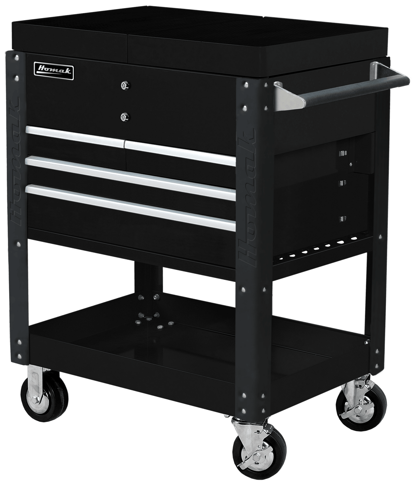 Homak 35" Slide - Top Service Cart Pro Series Four Drawer - Service Cart Black