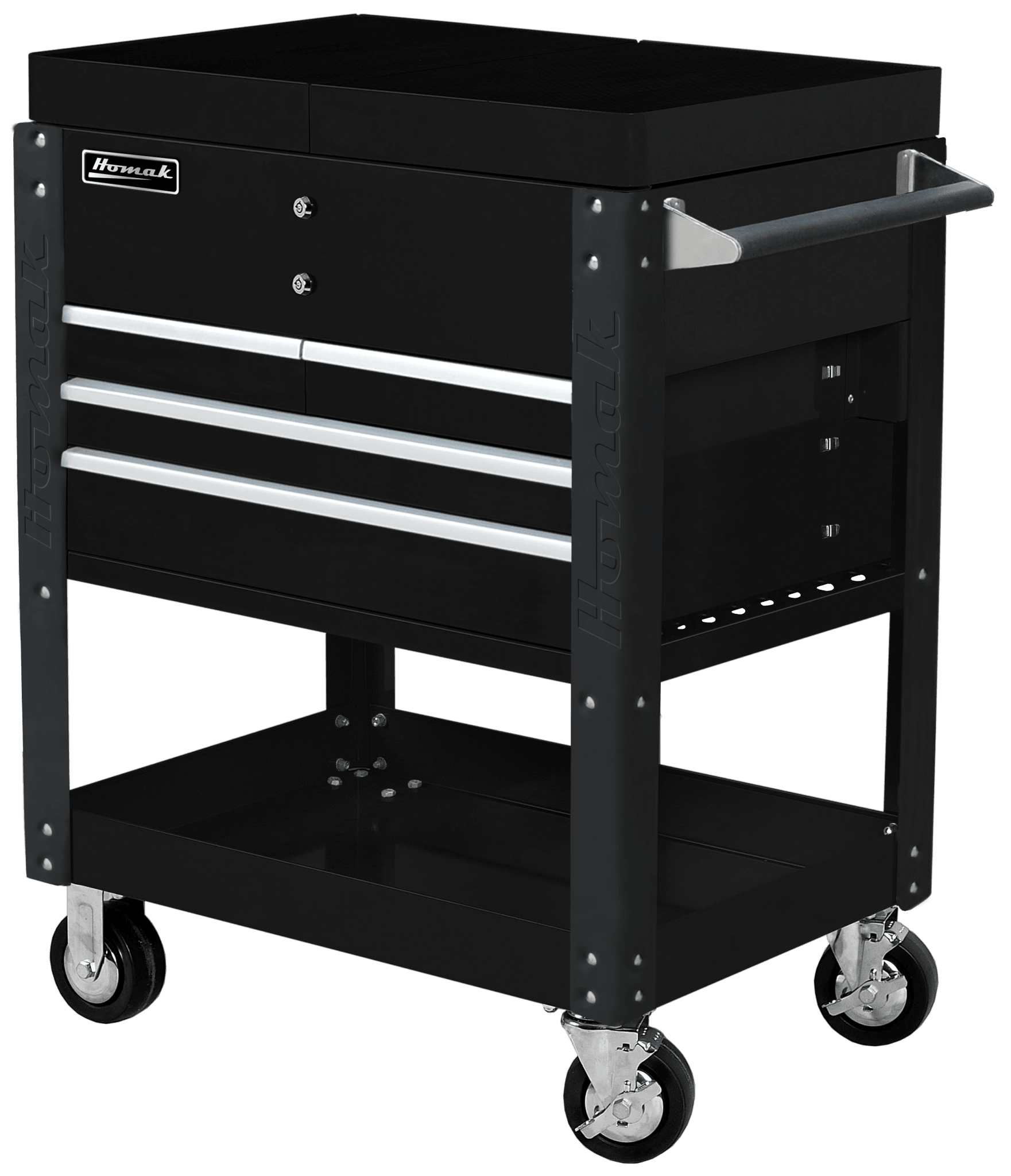 Homak 35" Slide - Top Service Cart Pro Series Four Drawer - Service Cart Black