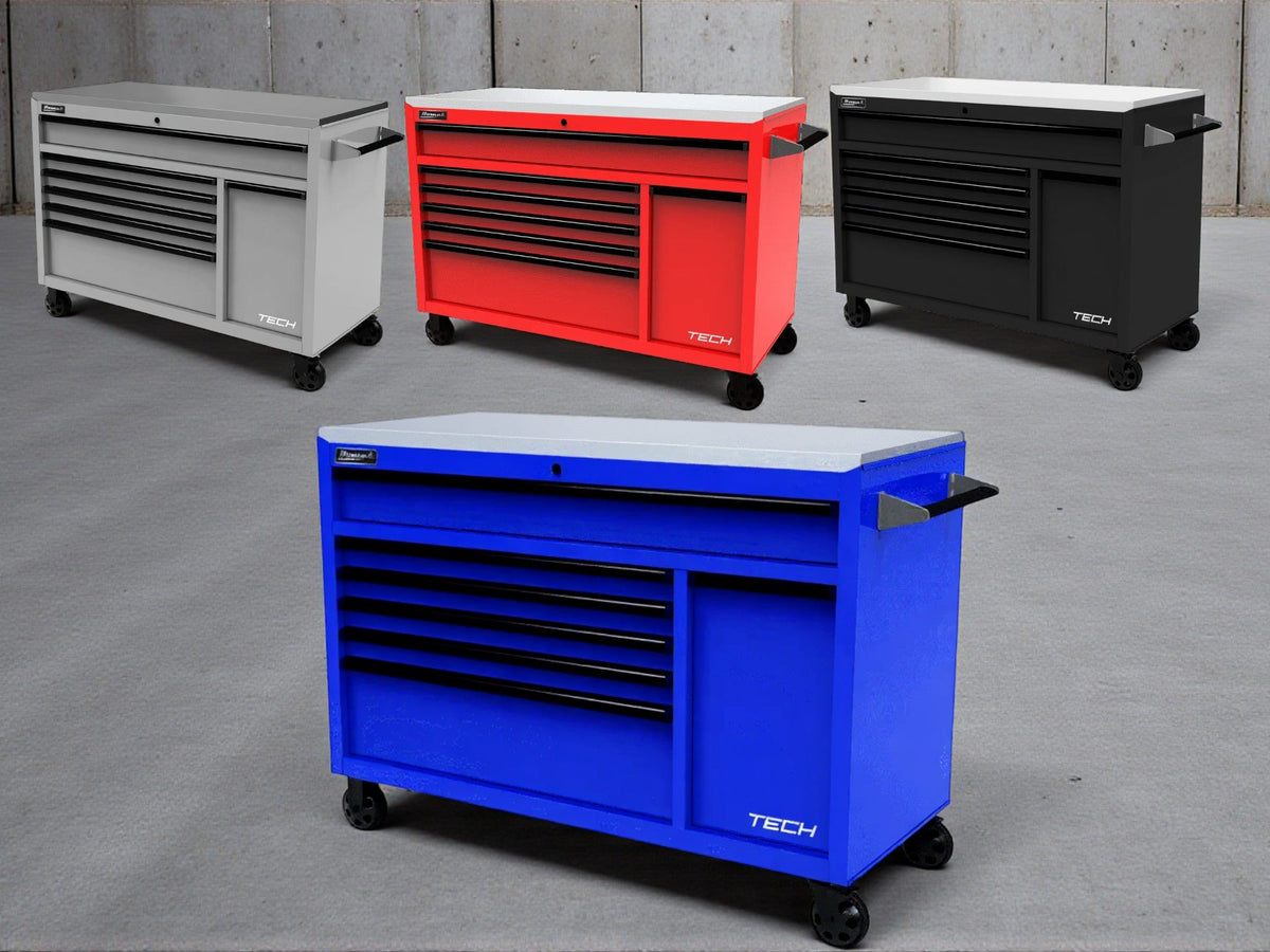 Homak 54″ TECH Roller Cabinet with Stainless Steel Top - RD04054070 toolbox charging station