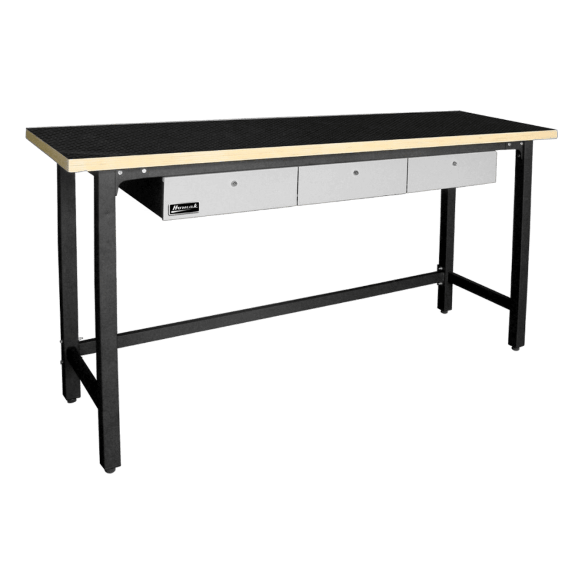 Homak 79" Steel Workbench with Wood Top – Heavy Duty Garage Work Table with 3 Locking Drawers - Garage Equipment