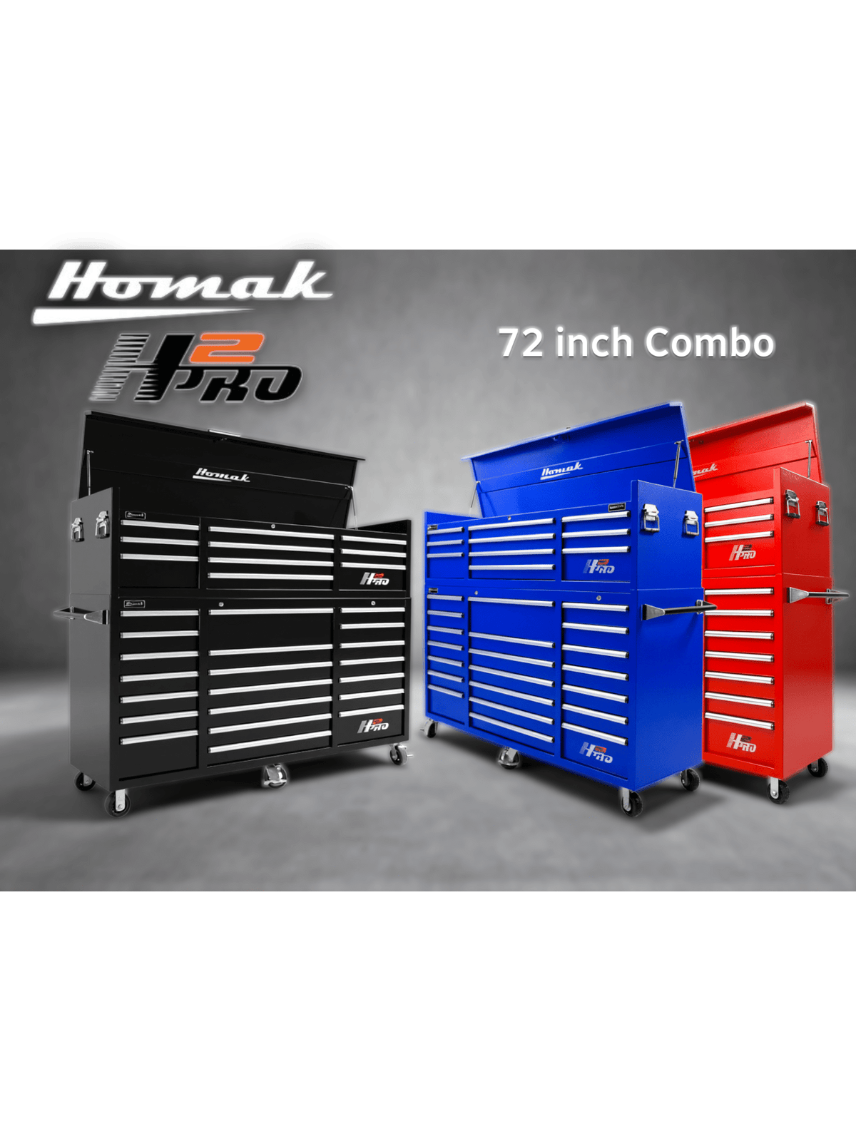 Homak H2PRO 72" Top Chest and Rolling Cabinet Combo - Roller Cabinet Roller cabinet