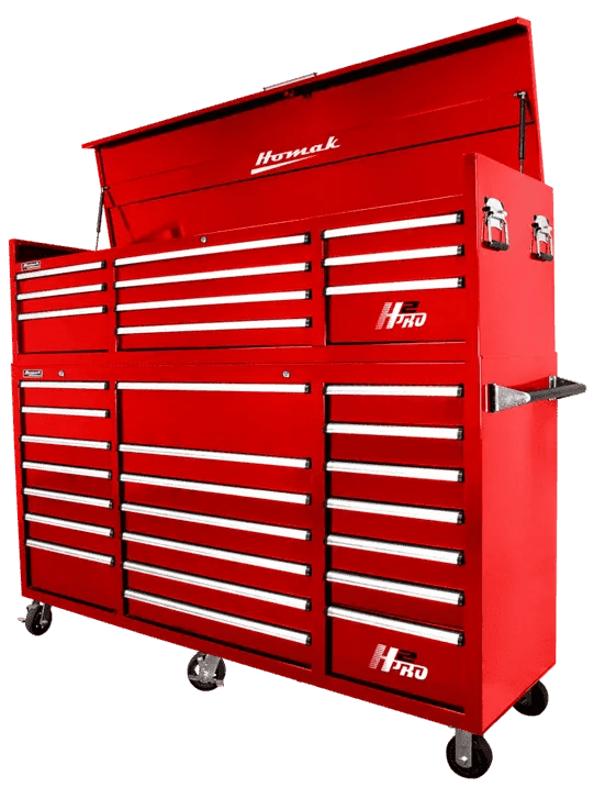 Homak H2PRO 72" Top Chest and Rolling Cabinet Combo - Roller Cabinet red Roller cabinet