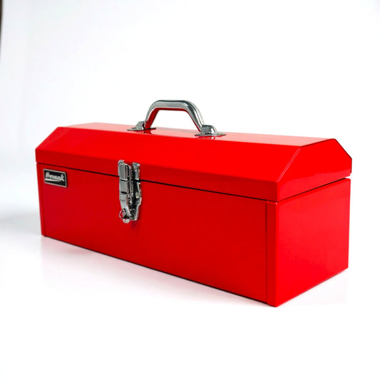 Homak RD00119200 19" Steel Hip Roof Tool Box – Red Portable Hand Carry Tool Storage with Removable Tray - Hand carry tool box