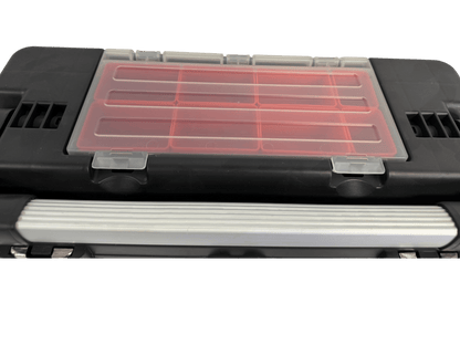 Homak Red Metal Black Plastic Hand Carry Toolbox Removable Tray - Securability