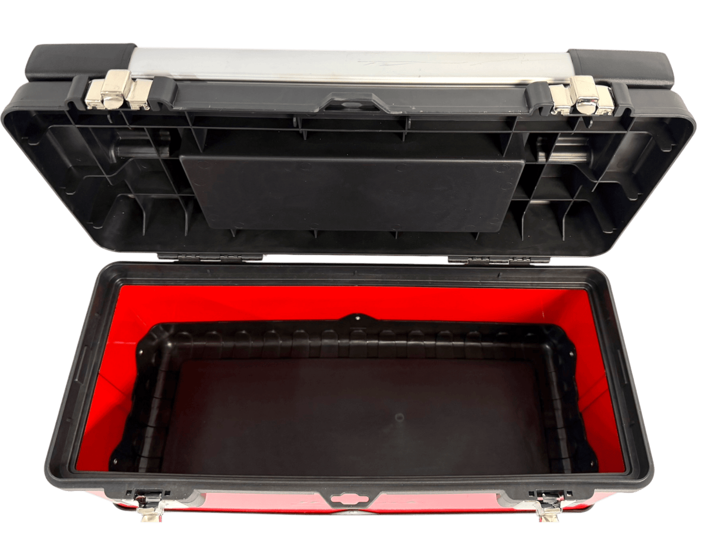 Homak Red Metal Black Plastic Hand Carry Toolbox Removable Tray - Securability