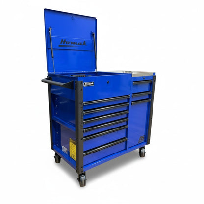 Homak RS Pro 8 Drawer Flip Top Power Service Cart - Service Cart Blue