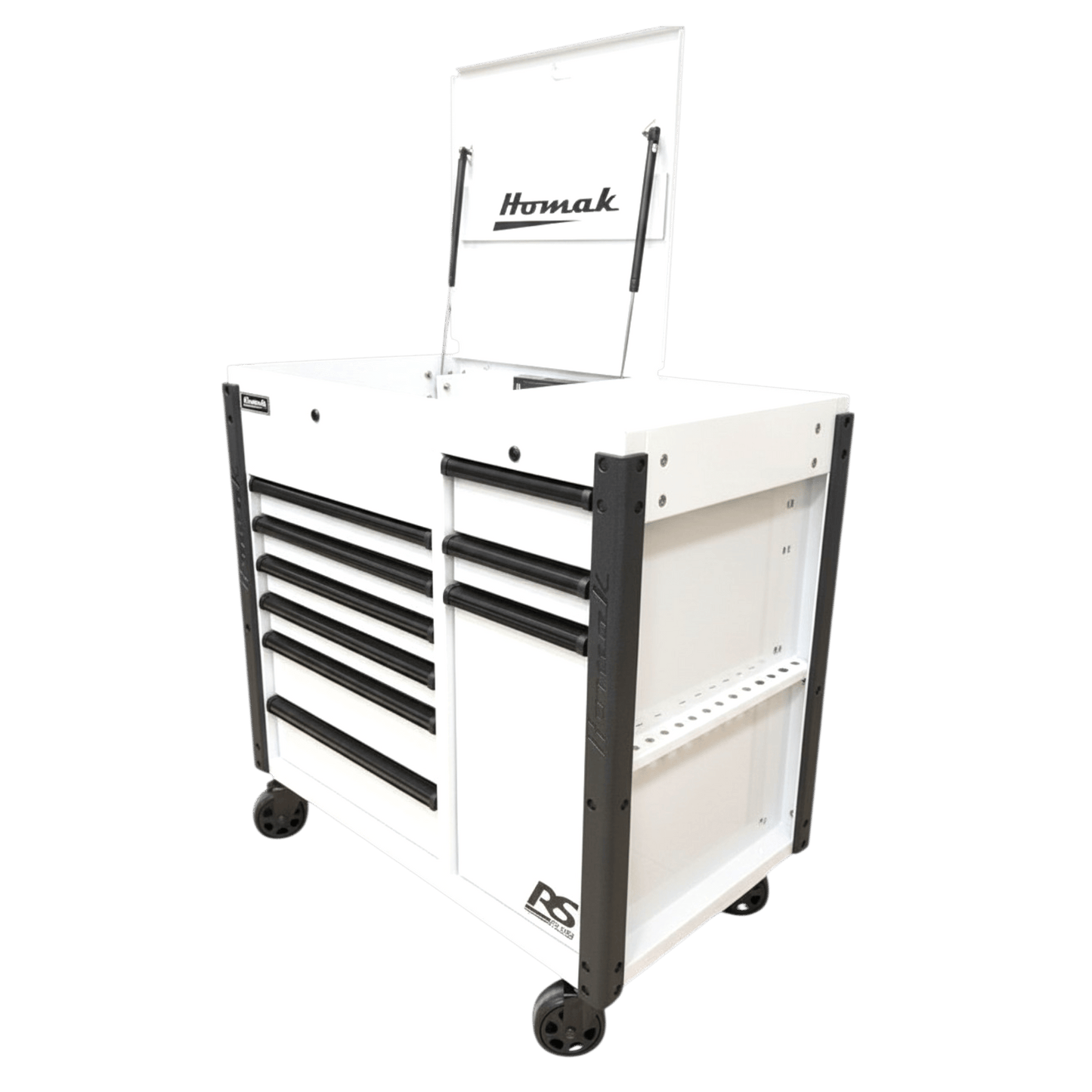 Homak RS Pro 8 Drawer Flip Top Power Service Cart - Service Cart Gray