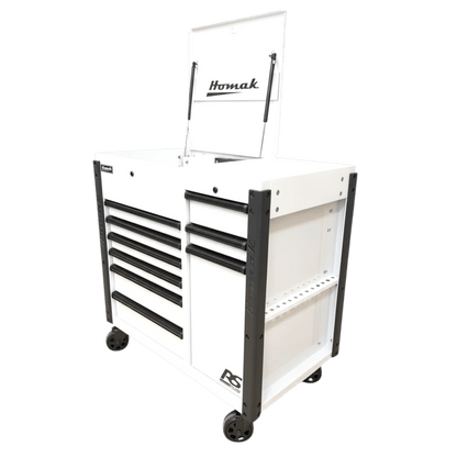 Homak RS Pro 8 Drawer Flip Top Power Service Cart - Service Cart Gray