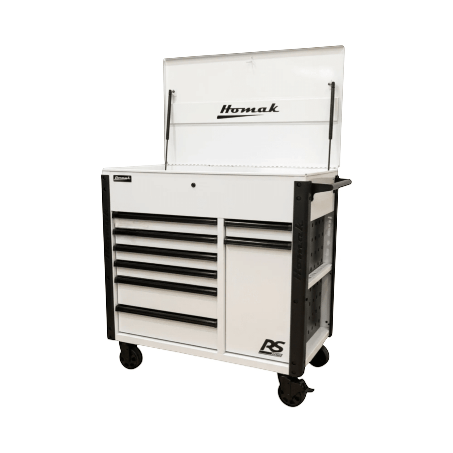 Homak RS Pro 8 Drawer Flip Top Power Service Cart - Service Cart White