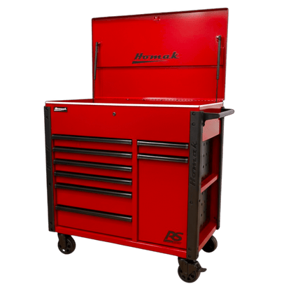 Homak RS Pro 8 Drawer Flip Top Power Service Cart - Service Cart red