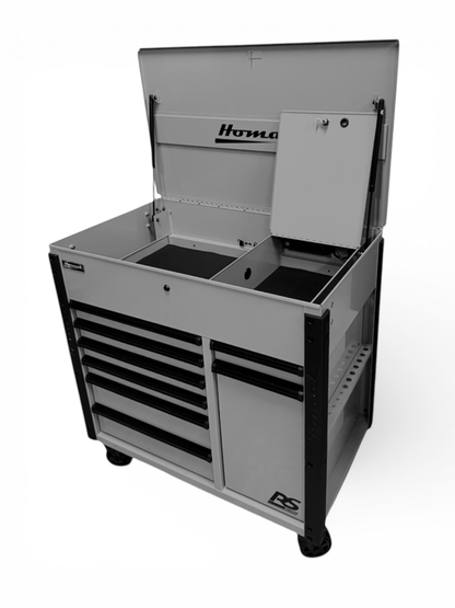 Homak RS Pro 8 Drawer Flip Top Power Service Cart - Service Cart Gray