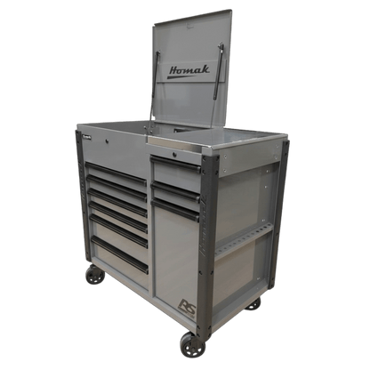 Homak RS Pro 8 Drawer Flip Top Power Service Cart - Service Cart Gray