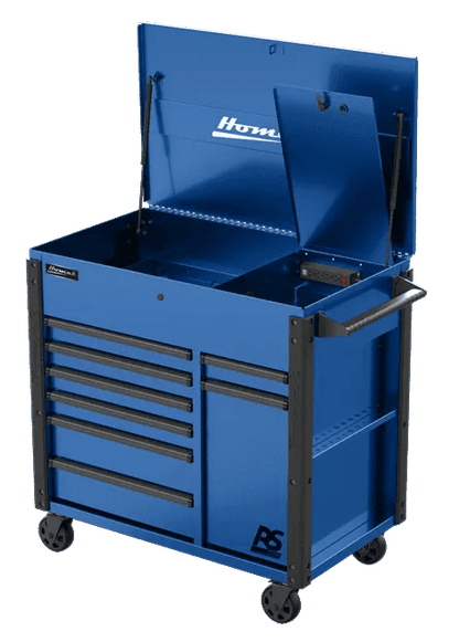 Homak RS Pro 8 Drawer Flip Top Power Service Cart - Service Cart Blue
