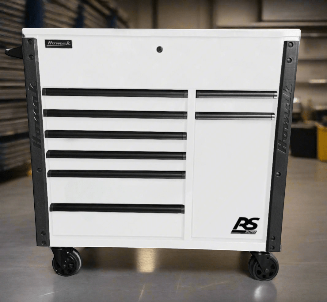 Homak RS Pro 8 Drawer Flip Top Power Service Cart - Service Cart Black
