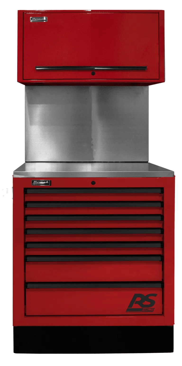 red CTS homak rs pro toolbox Centralized Tool Storage Cabinet - Securability stainless steel work top