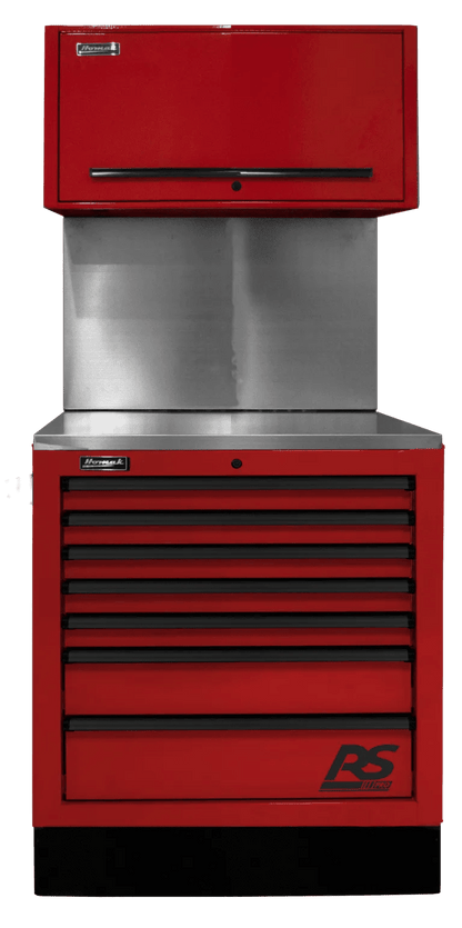 red CTS homak rs pro toolbox Centralized Tool Storage Cabinet - Securability stainless steel work top