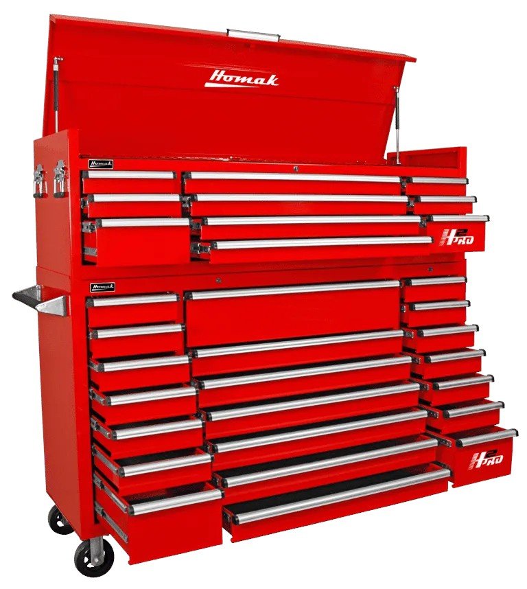 Homak H2PRO 72" Top Chest and Rolling Cabinet Combo - Roller Cabinet red Roller cabinet