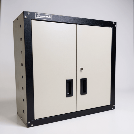 Steel garage wall cabinet with adjustable shelves - Securability